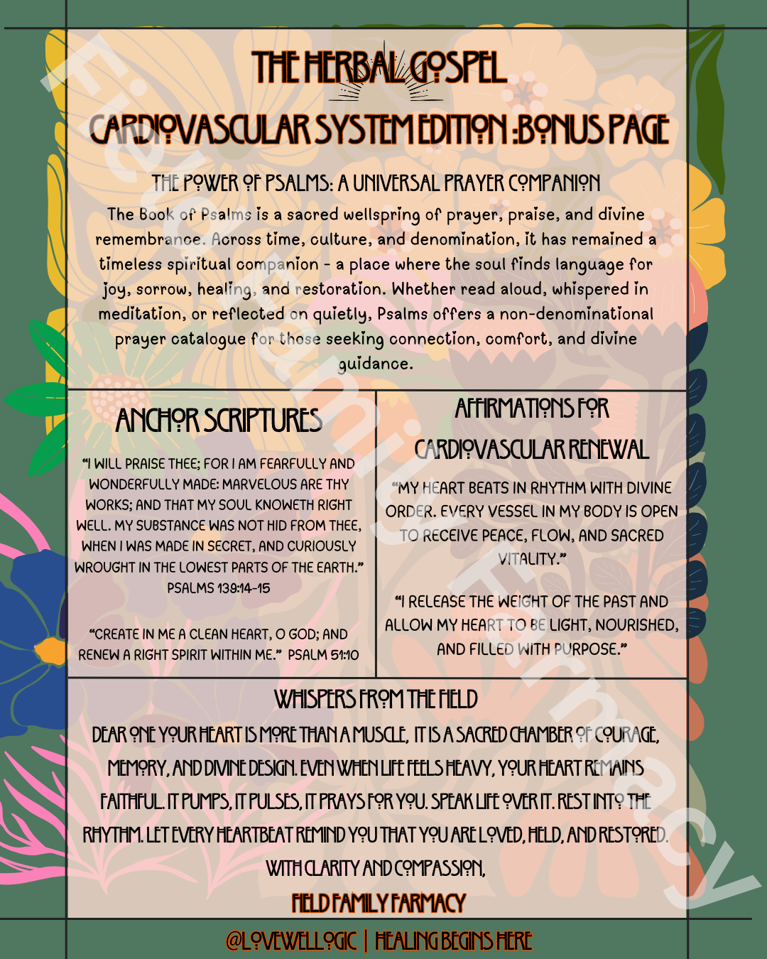 The Herbal Gospel: Cardiovascular System Cheatsheet