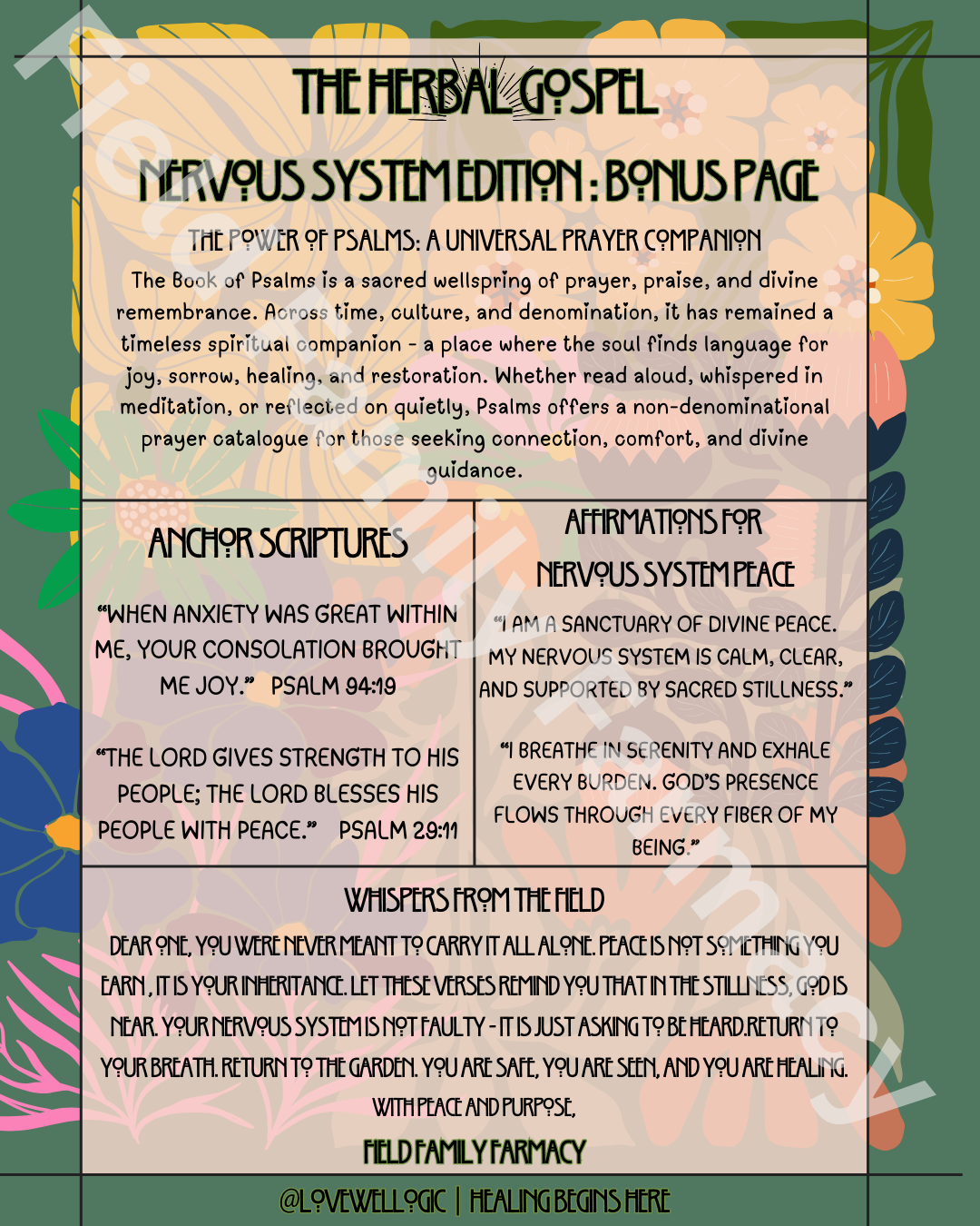 The Herbal Gospel: Nervous System Cheatsheet
